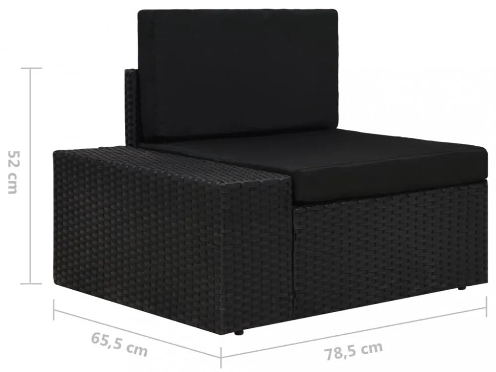 5 részes fekete polyrattan kerti ülőgarnitúra