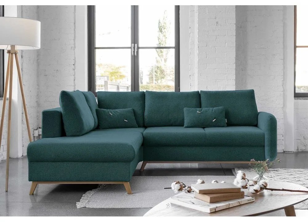Scandic Lagom L türkiz kinyitható kanapé, bal oldalas - Miuform