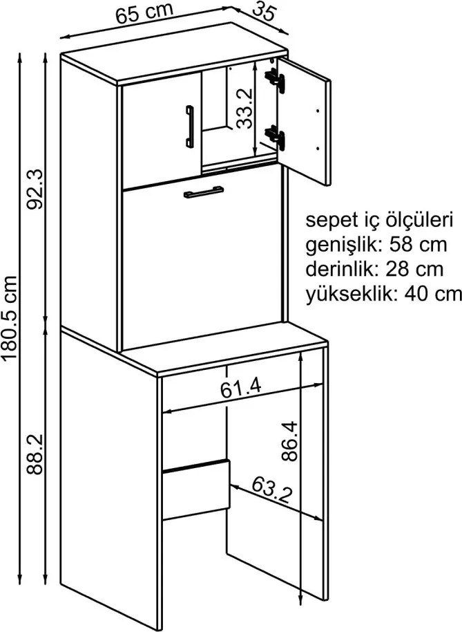 Fürdőszobaszekrény, 65 cm – TR283VLN1374