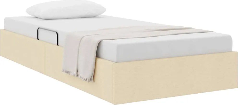 vidaXL Tárolós Ágy fejtámlával tárolóval Krém 90 x 190 cm szövet