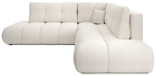 ALMADA balos L-alakú, kárpitozott, kihúzható sarokkanapé tárolóval, bézs