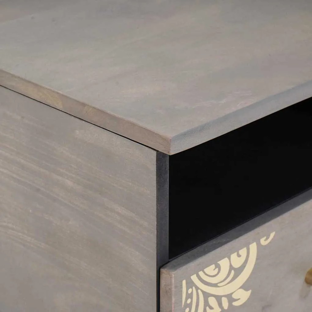 Dohányzóasztal with Drawer Szürke 80 x 54 x 40 cm tömör mangófa