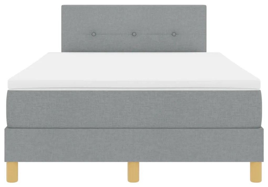vidaXL LED Box Spring Ágy matracmal Világosszürke 120 x 200 cm szövet
