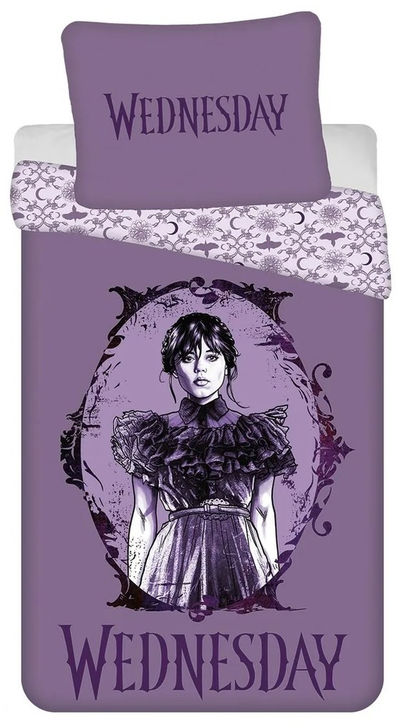 Jerry Fabrics pamut ágynemét Wednesday Purple, 140x 200 cm, 70 x 90 cm