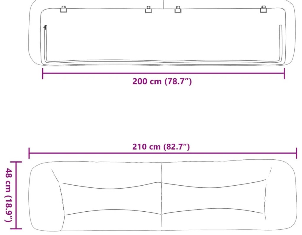 fekete műbőr fejtámla párna Hvar 200 cm