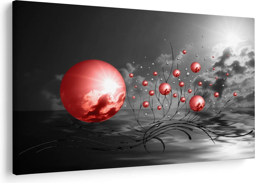 Piros gömbök képe (90x60 cm)