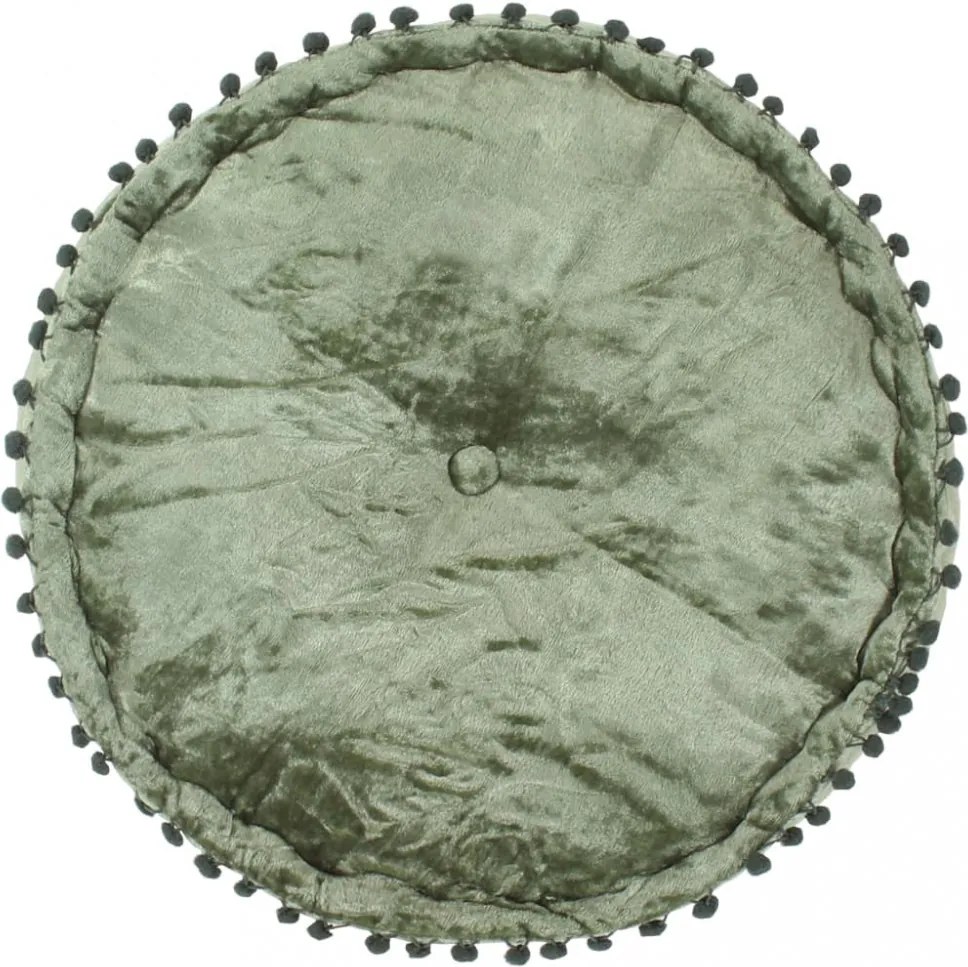 zöld kerek bársony puff 40 x 20 cm
