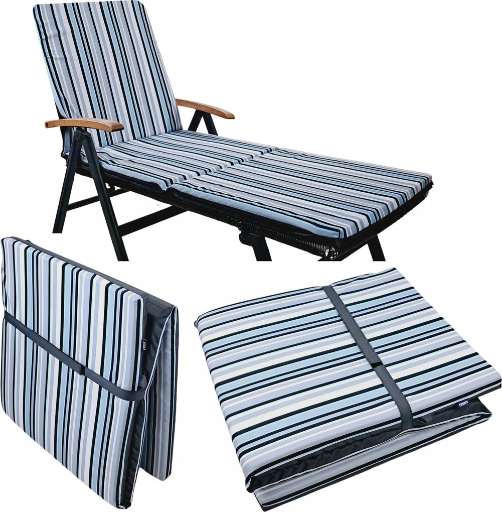 Kerti Napozóágy Párna Vízálló Cipzáras Vastag 185x60x4 cm