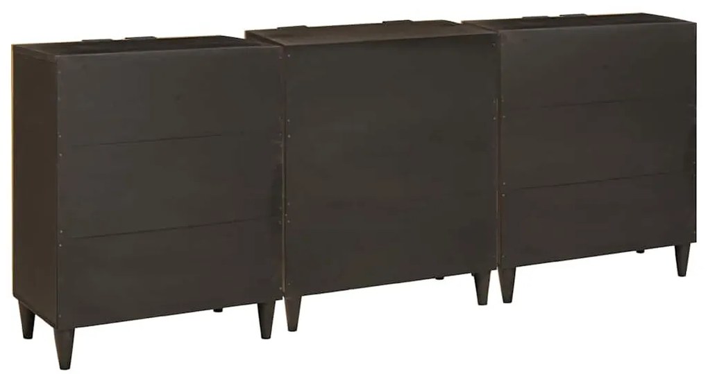 Széf 3 pcs Fekete és Arany 60 x 33 x 75 cm tömör mangófa