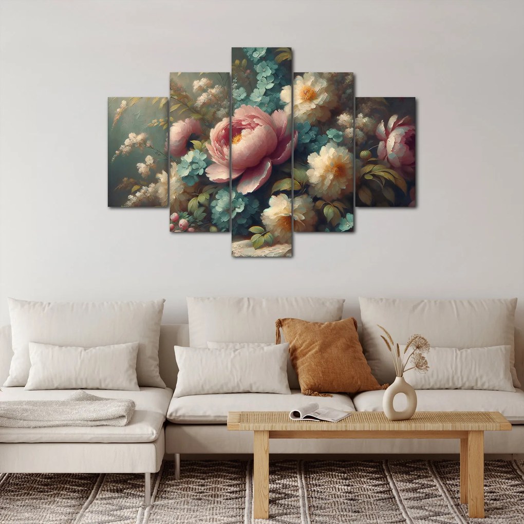 Kép - Természet csendélet virágokkal - festmény (150x105 cm)