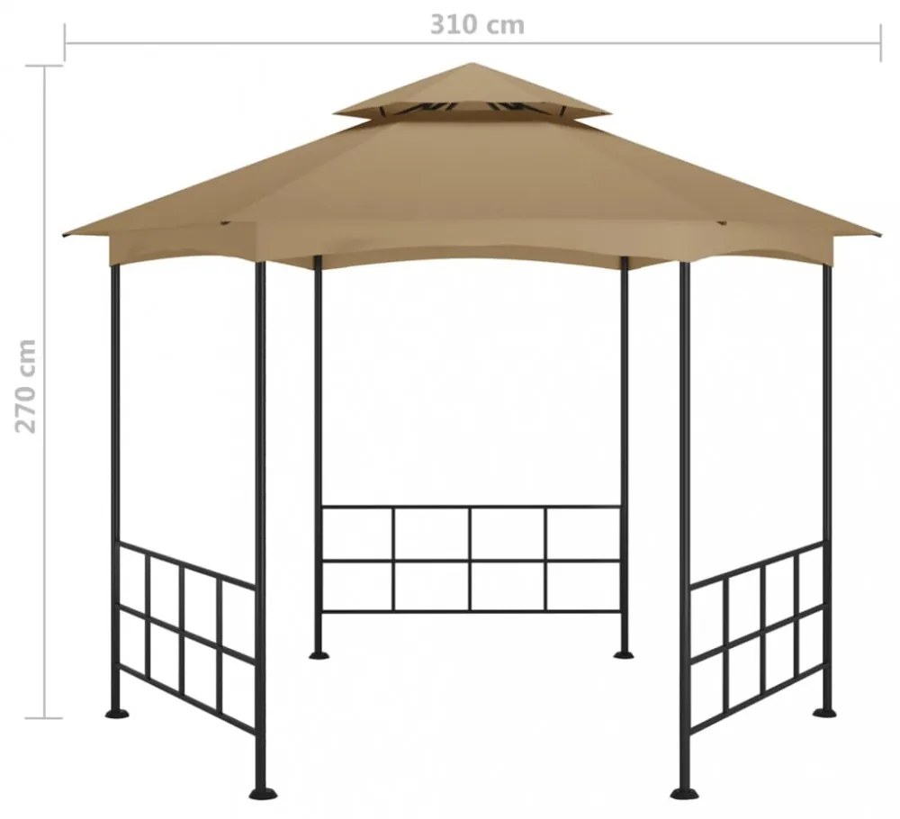 tópszínű pavilon oldalfalakkal 3,1 x 2,7 m