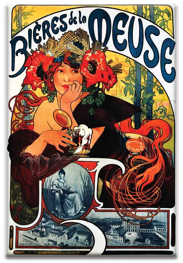 Alfons Mucha Meuse kerámiakép üvegkép, falikép