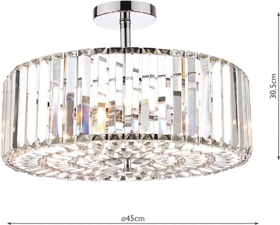 LAURA ASHLEY 3649007-Q FERNHURST Kristály Mennyezeti Lámpa Csiszolt Króm G9 IP20