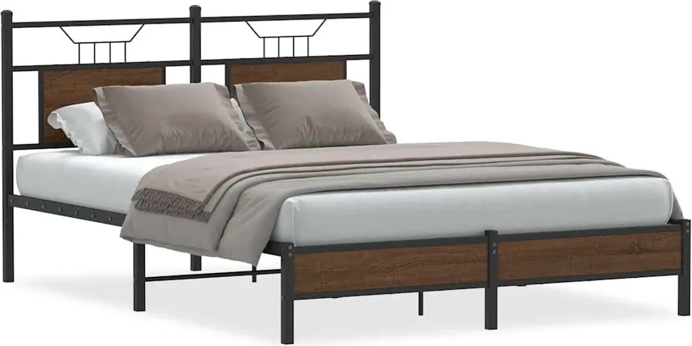 vidaXL barna tölgy színű szerelt fa ágykeret matrac nélkül 150x200 cm