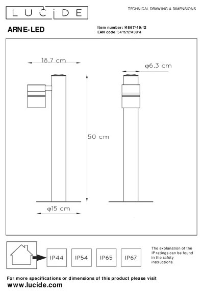 Lucide 14867/49/12 - LED Kültéri lámpa ARNE-LED 1xGU10/5W/230V matt króm