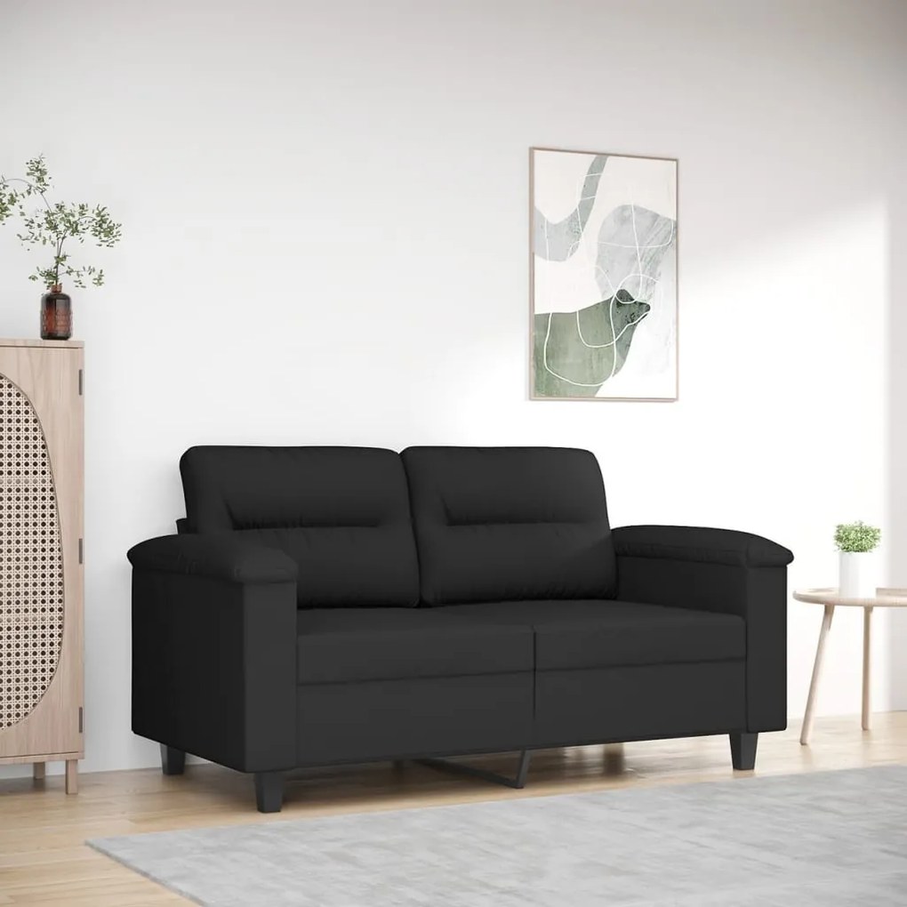 kétszemélyes fekete mikroszálas szövetkanapé 120 cm
