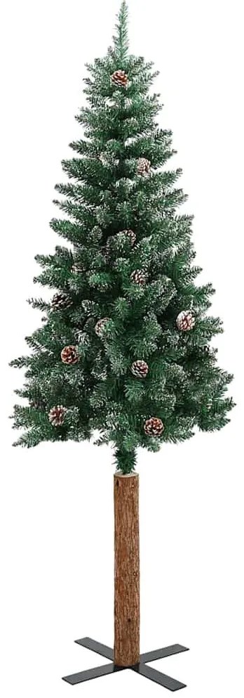 Karcsú karácsonyfa Zöld és Fehér 150 cm PVC és tömör fenyőfa