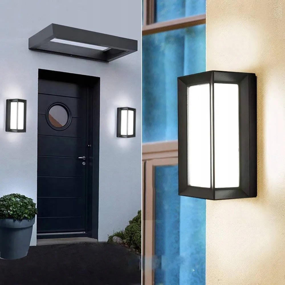 Kültéri Led Fali Lámpa Bejárati Ajtó Felett Mozgásérzékelővel Fehér Hideg