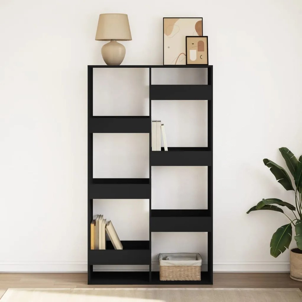 fekete szerelt fa könyvespolc 100 x 33 x 175 cm