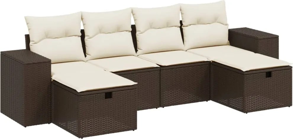 vidaXL 6 részes barna polyrattan kerti ülőgarnitúra párnával
