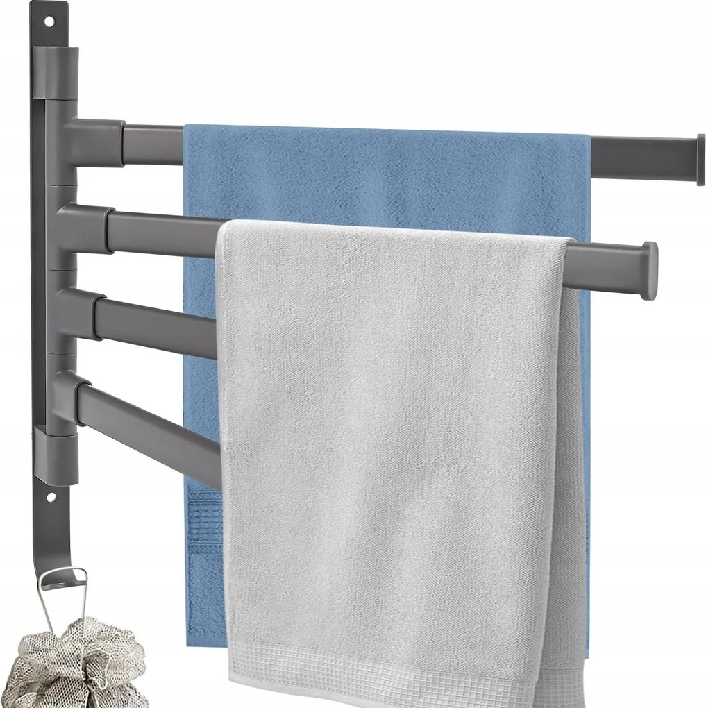 Fali Törölközőtartó Forgatható 4 Karos 30 CM Fürdőszobai Grafit