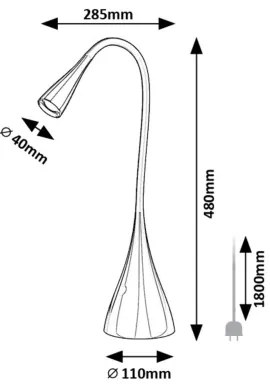 Rabalux 74205 - JEFF LED asztali lámpa, 4W, 230V, 3000K, fehér, dimmelhető