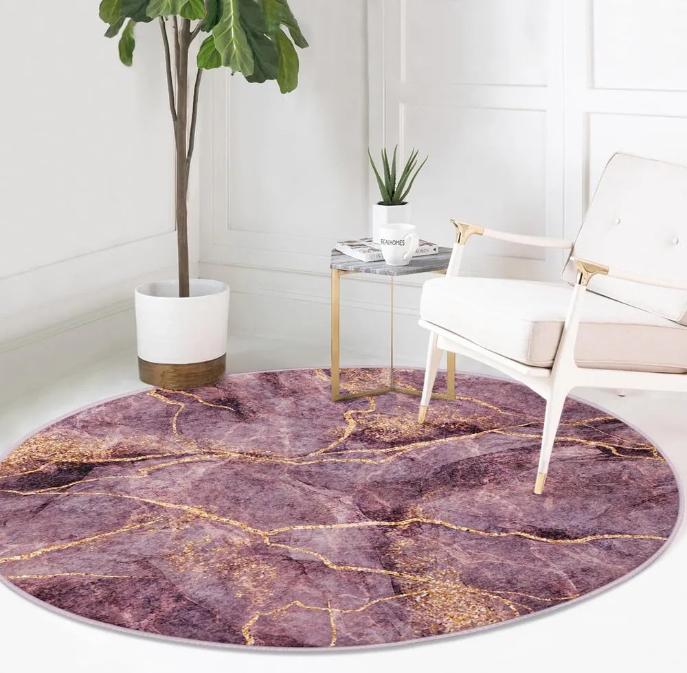 Rózsaszín mosható-robotporszívóval tisztítható kerek szőnyeg ø 80 cm Comfort – Mila Home