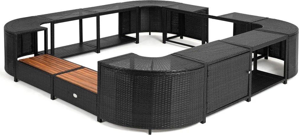 Lay-Z-Spa négyzet alakú rattan jakuzzi bútor, 188 cm, fekete