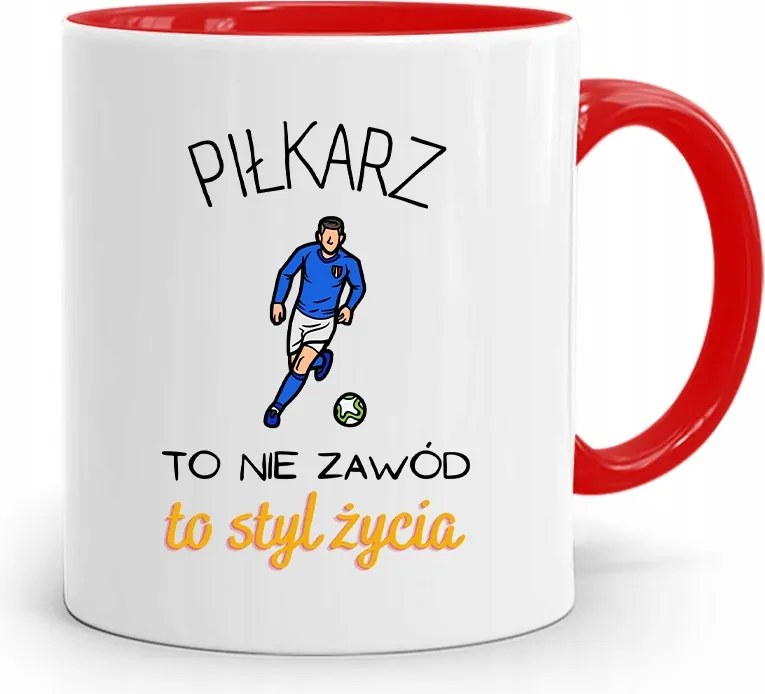 Piros Ajándék Bögre Labdarúgóknak Egy Életstílus, fényképes nyomtatással