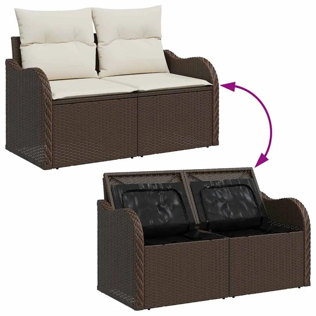 Kerti Kanapé Szett 5 pcs Barna 100 x 55 x 73 cm Poli rattan