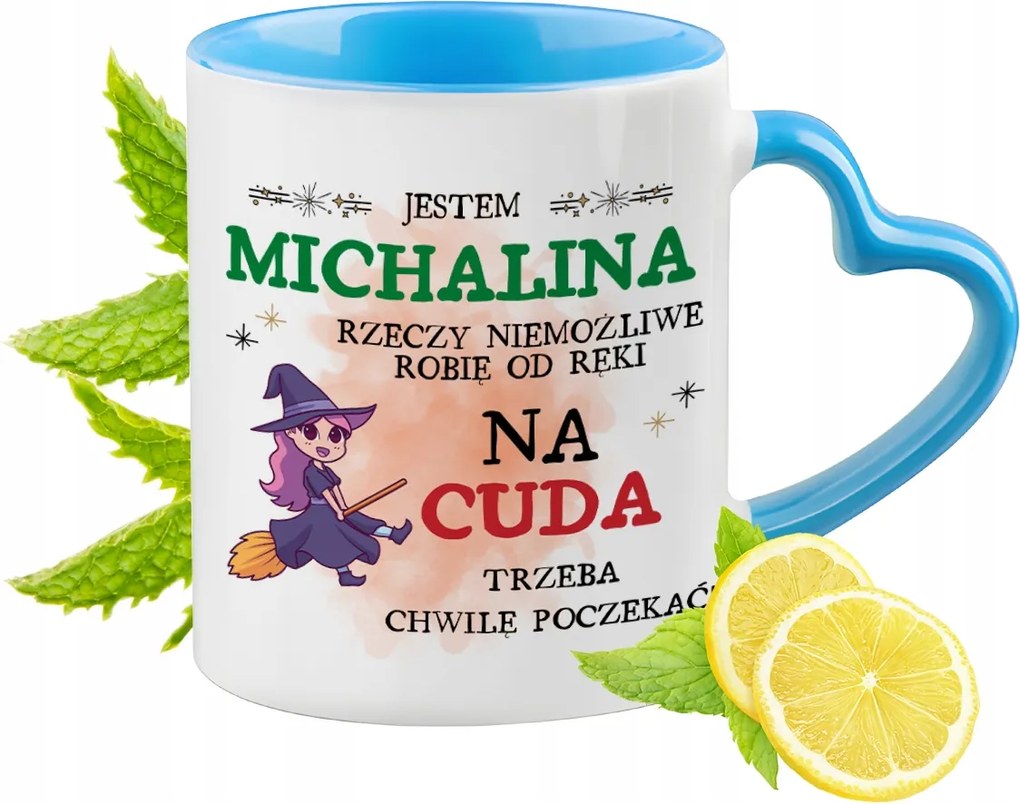 Michalina Kék Bögre Szív Alakú Füllel Kávé Ajándék