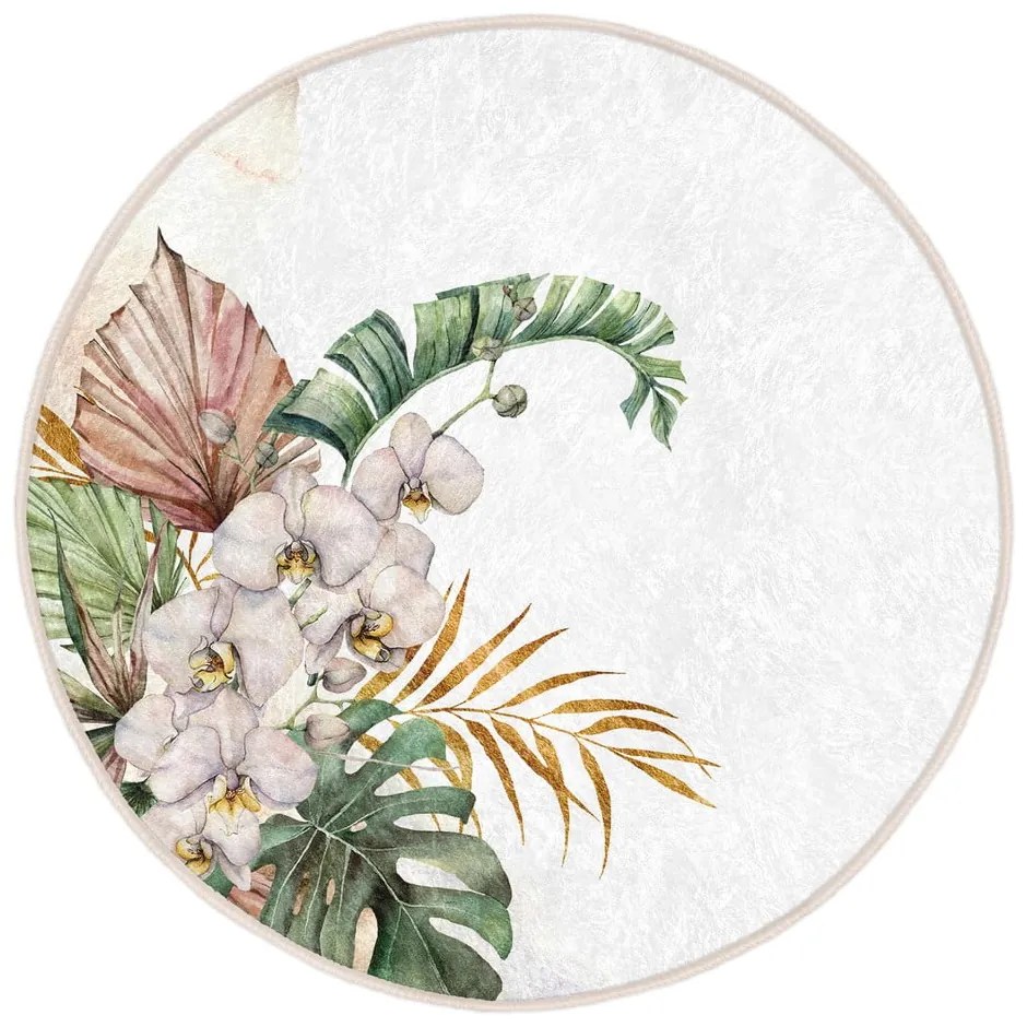 Krémszínű mosható-robotporszívóval tisztítható kerek szőnyeg ø 80 cm Comfort – Mila Home