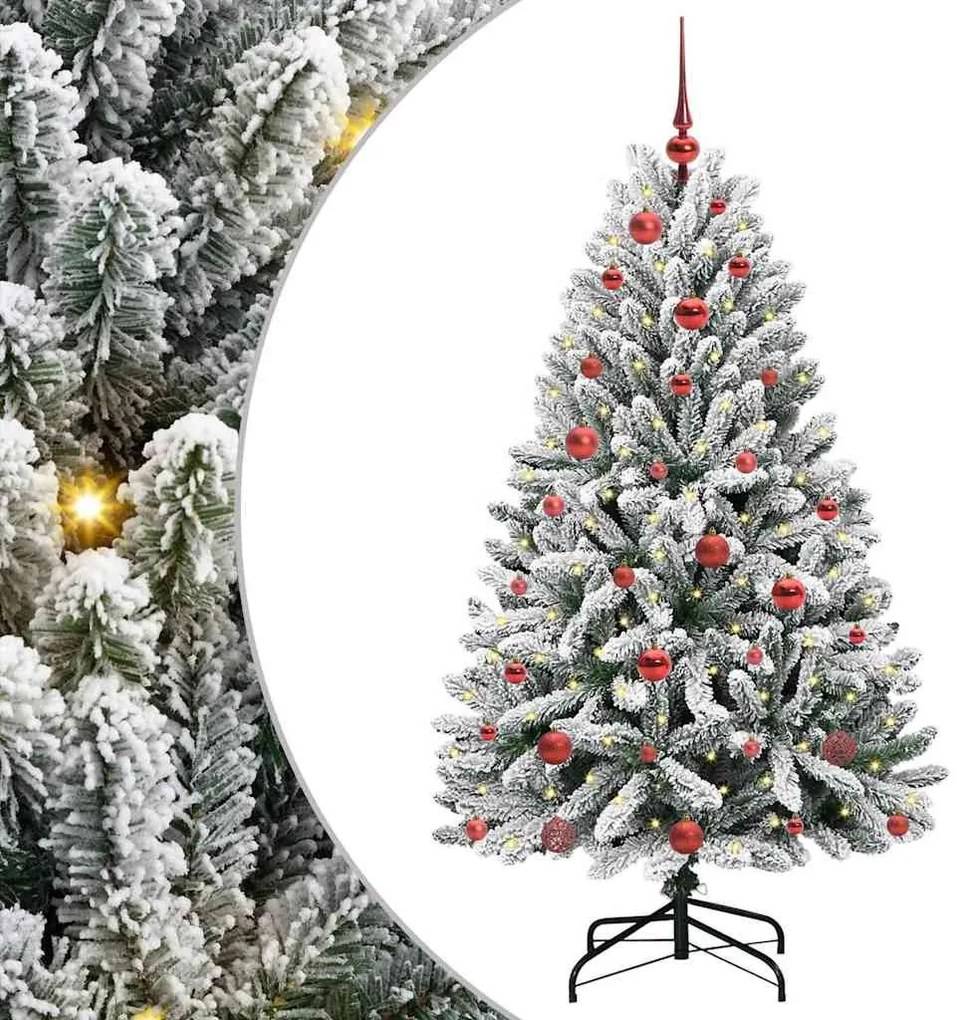 Mű karácsonyfa 150 LED-del Zöld és Fehér 150 cm PVC és fém