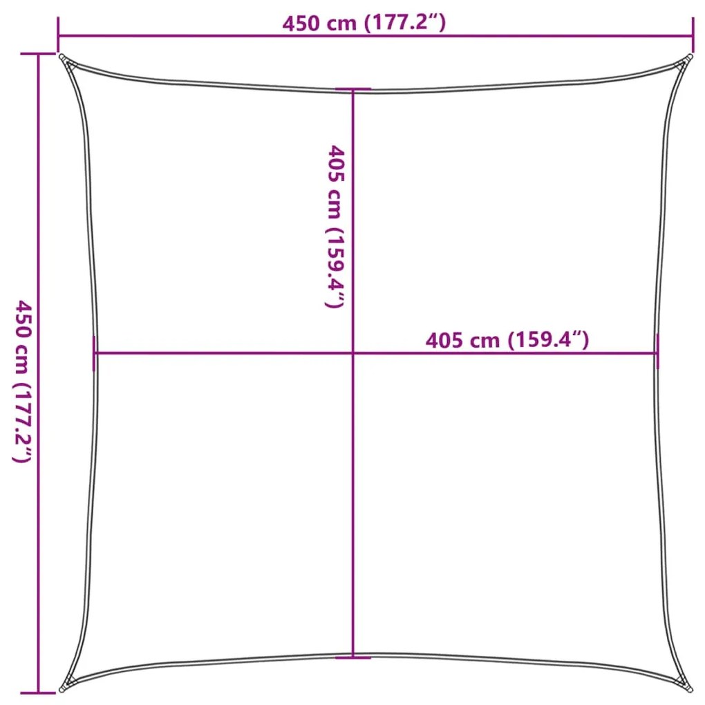 piros HDPE napvitorla 160 g/m² 4,5 x 4,5 m