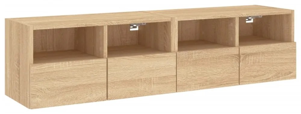 2 db sonoma tölgy színű szerelt fa fali TV-szekrény 60x30x30 cm