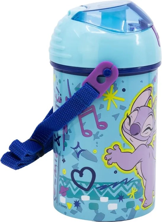 Disney Lilo és Stitch, A csillagkutya Dance műanyag szívószálas kulacs akasztóval 450 ml