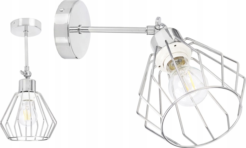 Fali Lámpa mozgás loft vezeték E27 króm