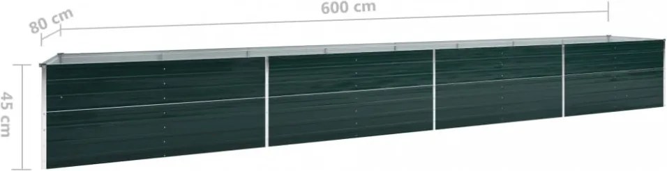 zöld horganyzott acél kerti magaságyás 600 x 80 x 45 cm