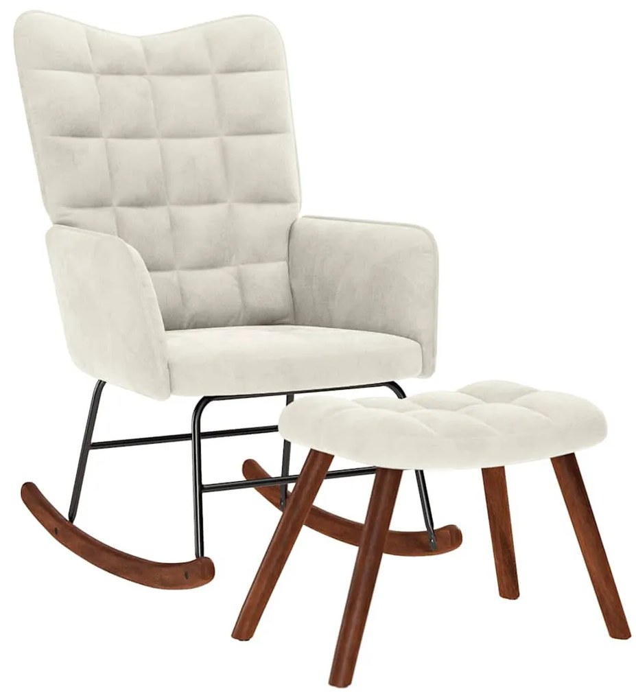 krémszínű bársony hintaszék ülőkével