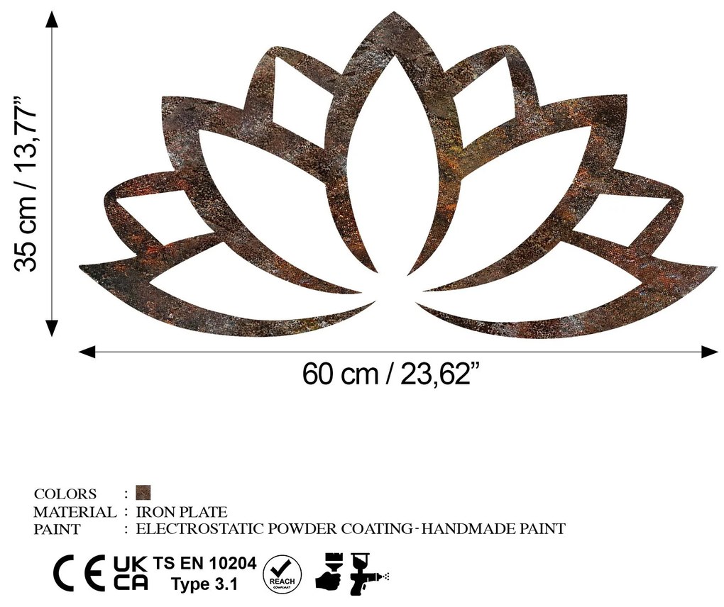 Fém fali dekoráció, Rusty Lotus