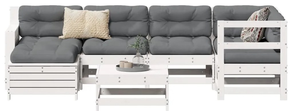 vidaXL fehér 7 részes tömör fenyőfa kerti kanapészett