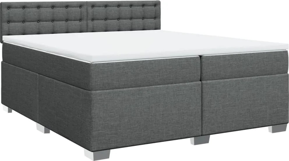 vidaXL sötétszürke szövet rugós ágy matraccal 200 x 200 cm