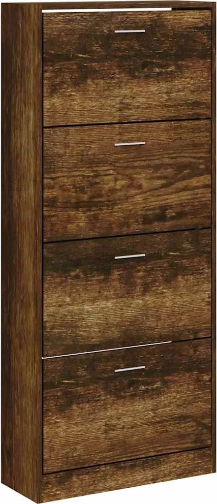 vidaXL füstös tölgy színű szerelt fa cipősszekrény 63x24x147 cm