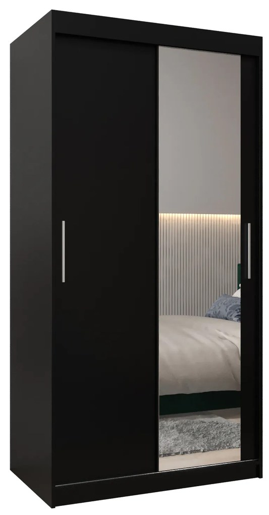 Ruhásszekrény 100 cm Toki 2 (matt fekete + matt fekete). 1064962