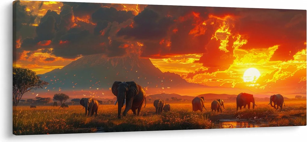 Kép - Elefántcsorda (120x50 cm)