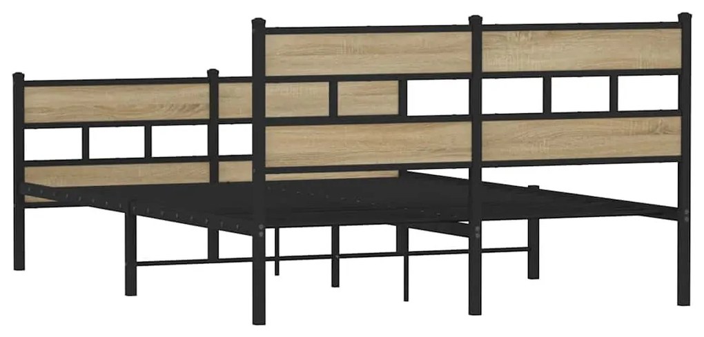 sonoma tölgy színű fém ágykeret matrac nélkül 135 x 190 cm