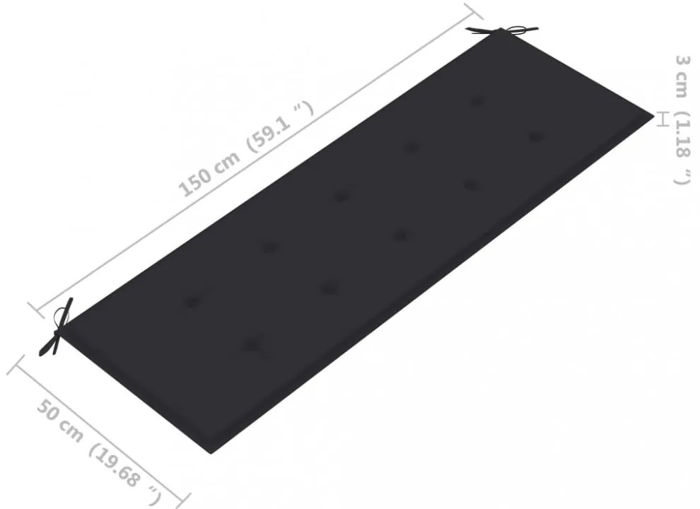 tömör tíkfa rakásolható kerti pad párnával 159 cm