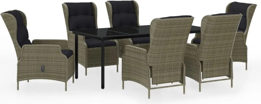 vidaXL 7 részes barna kerti étkezőgarnitúra