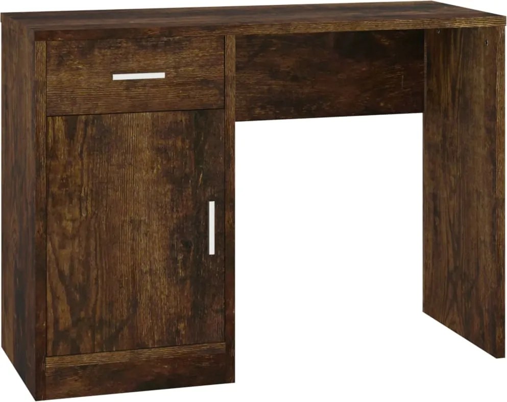 vidaXL füstös tölgy faanyag fiókos/rekeszes íróasztal 100x40x73 cm