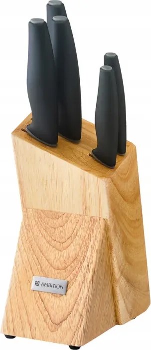 Késkészlet fa blokkban 6 részes Ambition Aspiro
